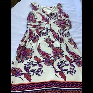 Vince Camuto Print V back Overlay Dress
